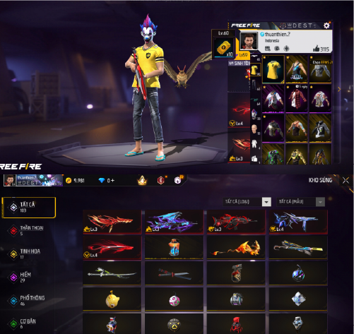 Tài khoản Free Fire 2M 5M #FF2M5M94