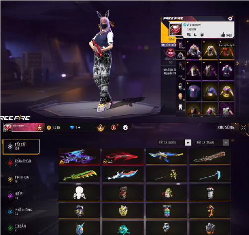 Tài khoản Free Fire 2M 5M #FF2M5M95